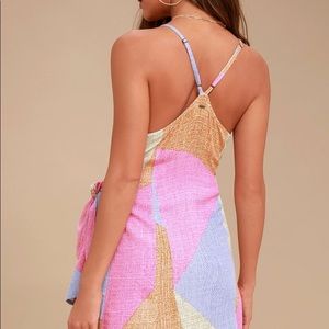 marlo beige multi print wrap dress